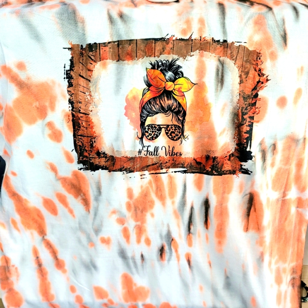 Fall Vibes Messy Bun Tiedye Tshirt